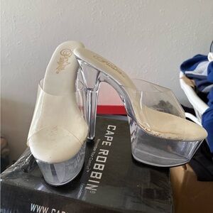 Cape Robbin Women's Clear and White Platform Sandals